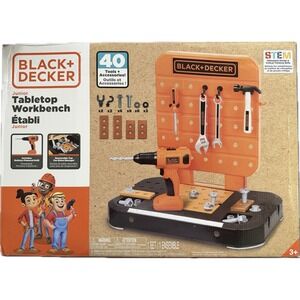 BLACK+DECKER Junior Tabletop Workbench Pretend Play Tool Set with 40 Accessories